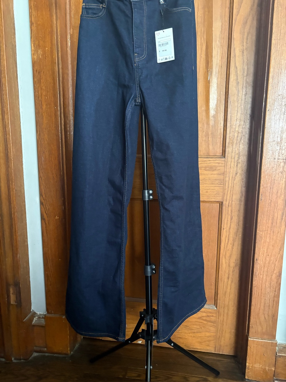 Zara ZW Comfort Wide Leg Jeans, Dark Navy, Size 34/2/24, New With Tags